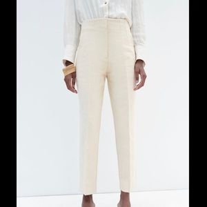 Zara Cream High-Waist Tailored Trousers